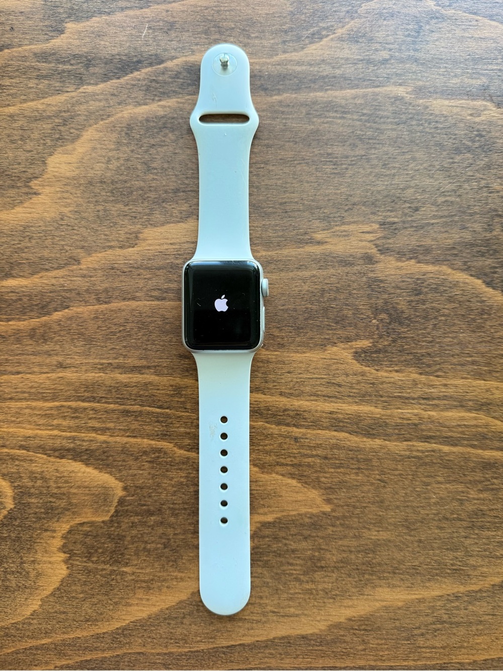 Apple Watch with white Silicone Sport Band Series 3